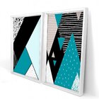 Quadro Com Moldura Chanfrada Geométricos Azul