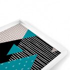 Quadro Com Moldura Chanfrada Geométricos Azul