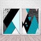 Quadro Com Moldura Chanfrada Geométricos Azul