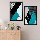 Quadro Com Moldura Chanfrada Geométricos Azul