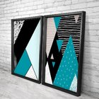 Quadro Com Moldura Chanfrada Geométricos Azul