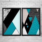 Quadro Com Moldura Chanfrada Geométricos Azul