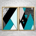 Quadro Com Moldura Chanfrada Geométricos Azul