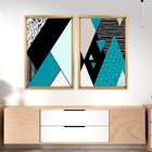 Quadro Com Moldura Chanfrada Geométricos Azul