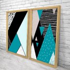 Quadro Com Moldura Chanfrada Geométricos Azul