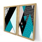 Quadro Com Moldura Chanfrada Geométricos Azul