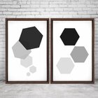 Quadro Com Moldura Chanfrada Geométricos Preto