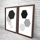 Quadro Com Moldura Chanfrada Geométricos Preto