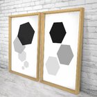 Quadro Com Moldura Chanfrada Geométricos Preto