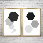 Quadro Com Moldura Chanfrada Geométricos Preto