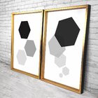 Quadro Com Moldura Chanfrada Geométricos Preto