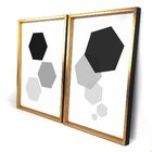 Quadro Com Moldura Chanfrada Geométricos Preto