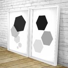 Quadro Com Moldura Chanfrada Geométricos Preto