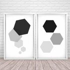 Quadro Com Moldura Chanfrada Geométricos Preto