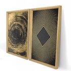 Quadro Com Moldura Chanfrada Ilusão Dourada