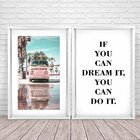 Quadro Com Moldura Chanfrada Kombi Rosa