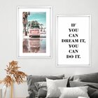 Quadro Com Moldura Chanfrada Kombi Rosa