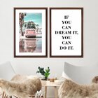 Quadro Com Moldura Chanfrada Kombi Rosa