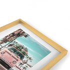 Quadro Com Moldura Chanfrada Kombi Rosa