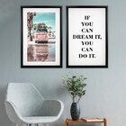 Quadro Com Moldura Chanfrada Kombi Rosa