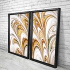 Quadro Com Moldura Chanfrada Mármore Abstrato Dourado