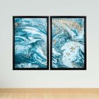 Quadro Com Moldura Chanfrada Mármore Azul Com Dourado