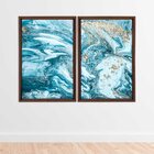 Quadro Com Moldura Chanfrada Mármore Azul Com Dourado