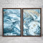 Quadro Com Moldura Chanfrada Mármore Azul Com Dourado