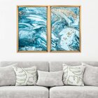 Quadro Com Moldura Chanfrada Mármore Azul Com Dourado