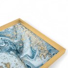 Quadro Com Moldura Chanfrada Mármore Azul Com Dourado