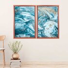 Quadro Com Moldura Chanfrada Mármore Azul Com Dourado