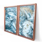 Quadro Com Moldura Chanfrada Mármore Azul Com Dourado