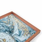 Quadro Com Moldura Chanfrada Mármore Azul Com Dourado