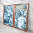 Quadro Com Moldura Chanfrada Mármore Azul Com Dourado
