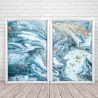 Quadro Com Moldura Chanfrada Mármore Azul Com Dourado