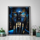 Quadro Com Moldura Chanfrada Mulher Azul Com Dourado