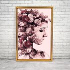 Quadro Com Moldura Chanfrada Mulher Com Rosas