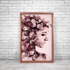 Quadro Com Moldura Chanfrada Mulher Com Rosas