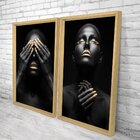 Quadro Com Moldura Chanfrada Mulheres Ouro