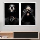 Quadro Com Moldura Chanfrada Mulheres Ouro