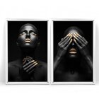 Quadro Com Moldura Chanfrada Mulheres Ouro