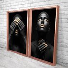 Quadro Com Moldura Chanfrada Mulheres Ouro