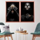 Quadro Com Moldura Chanfrada Mulheres Ouro