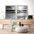 Quadro Com Moldura Chanfrada Ondas Preto E Branco