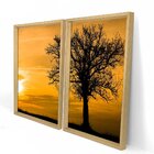 Quadro Com Moldura Chanfrada Por Do Sol Com Árvore