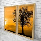 Quadro Com Moldura Chanfrada Por Do Sol Com Árvore