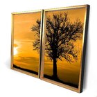 Quadro Com Moldura Chanfrada Por Do Sol Com Árvore
