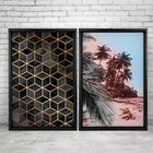 Quadro Com Moldura Chanfrada Praia Com Abstrato