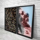 Quadro Com Moldura Chanfrada Praia Com Abstrato