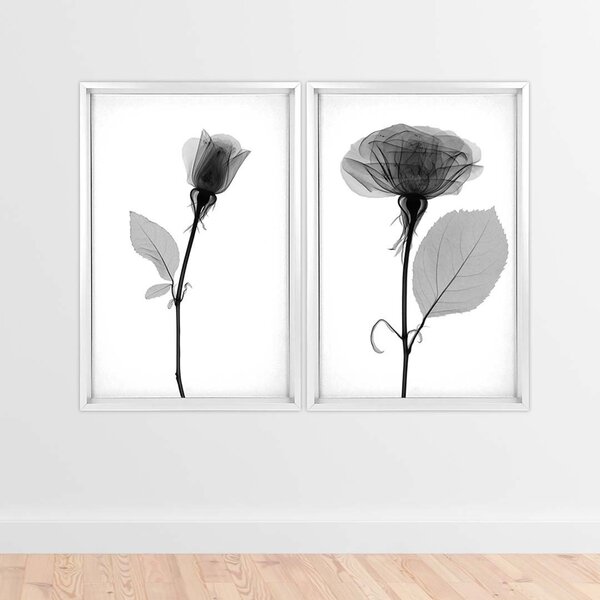 Quadro Com Moldura Chanfrada Sombra Flores